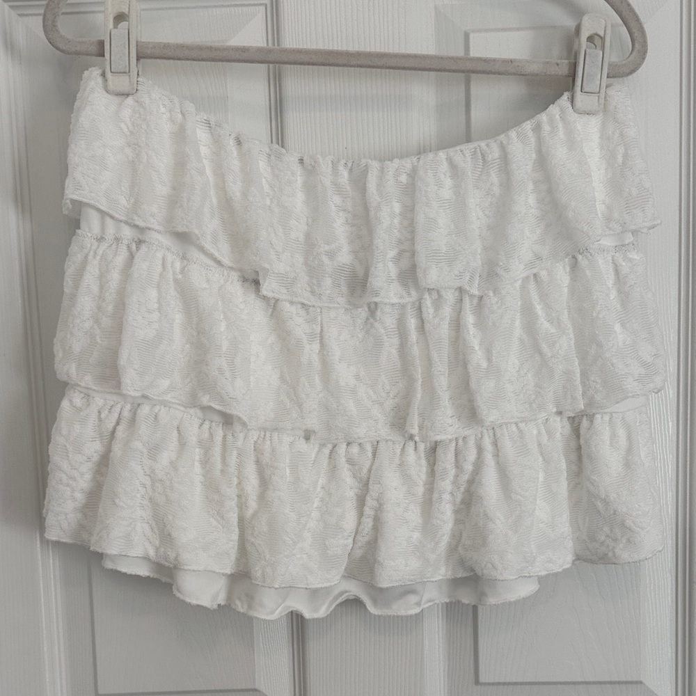 Outcast NWT Sylvia White Ruffled Lace Mini Skirt Size XL